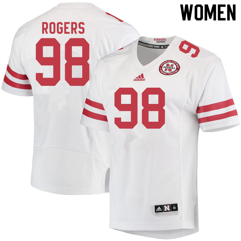 Women #98 Casey Rogers Nebraska Cornhuskers College Football Jerseys Sale-White - Click Image to Close